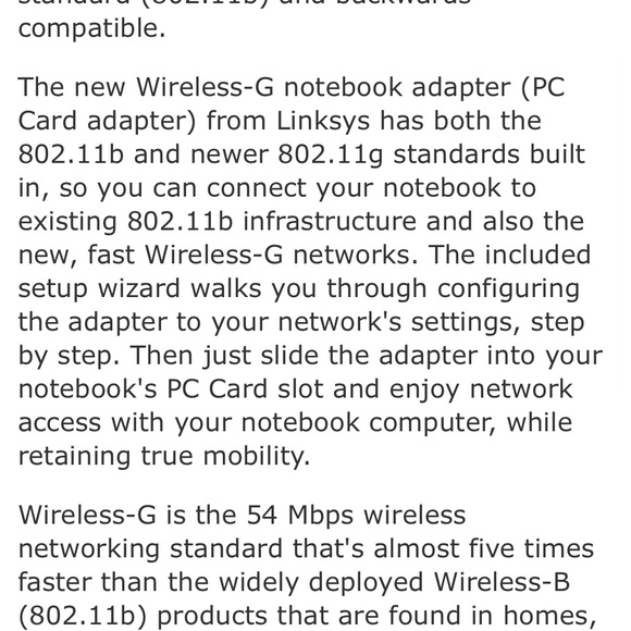 Cisco Linksys WPC54G Wireless-G Notebook Adapter CardBus Adaptor Card Laptop PC - Picture 6 of 7